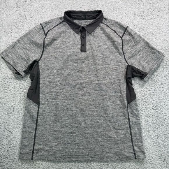 Lululemon Shirt Mens XL Grey Polo Short Sleeve Athletic Stretch Casual - Picture 1 of 7